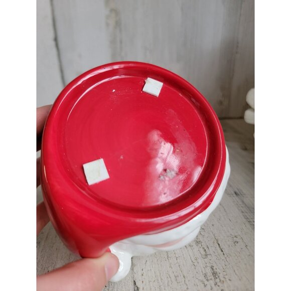 Santa claus face candle holder ceramic xmas decor figure - Picture 3 of 6
